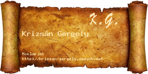 Krizsán Gergely névjegykártya